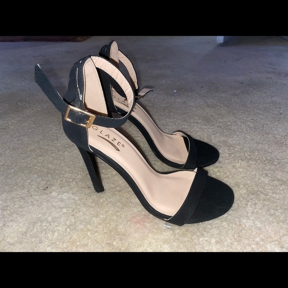 Glaze black stiletto strappy heels - Picture 2 of 2